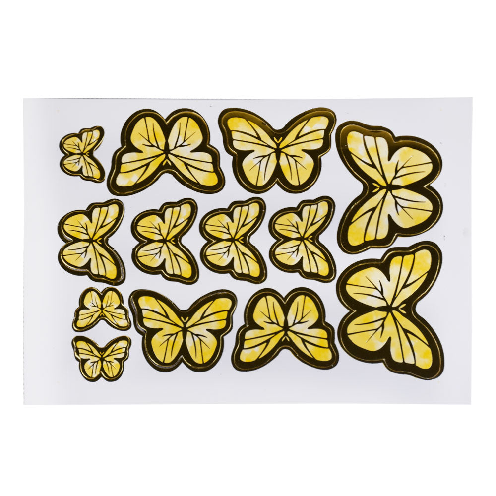 Yellow Color Butterflies Cake Topper 13 Pcs Pack