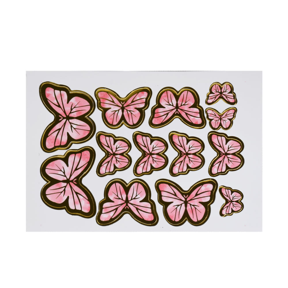 Pink Color Butterflies Cake Topper 13 Pcs Pack