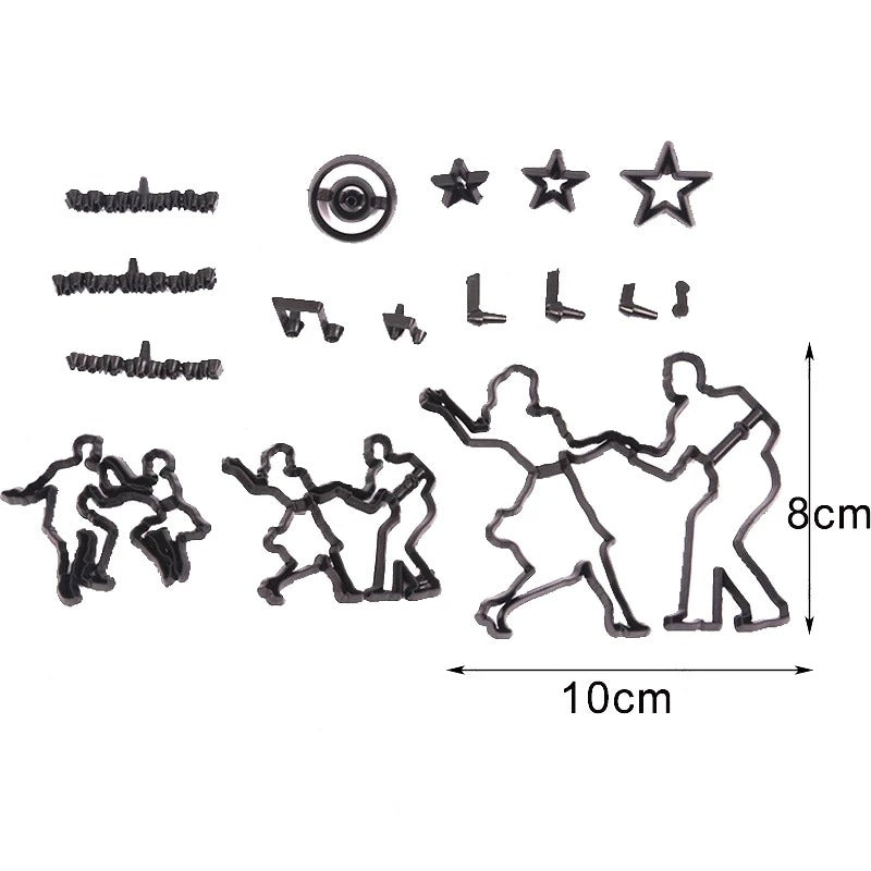 Dancing Couple Patchwork Fondant Cutters Set