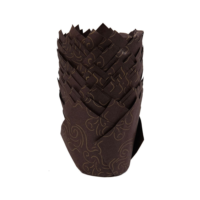 Designed Tulip Cupcake Liner Brown 50 Pcs