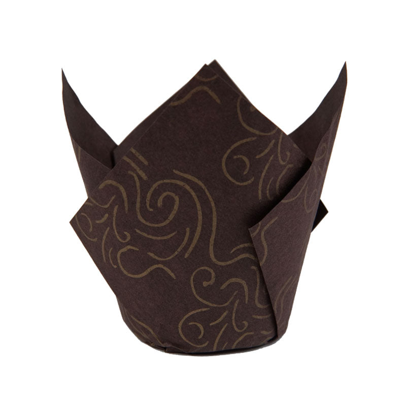 Designed Tulip Cupcake Liner Brown 50 Pcs