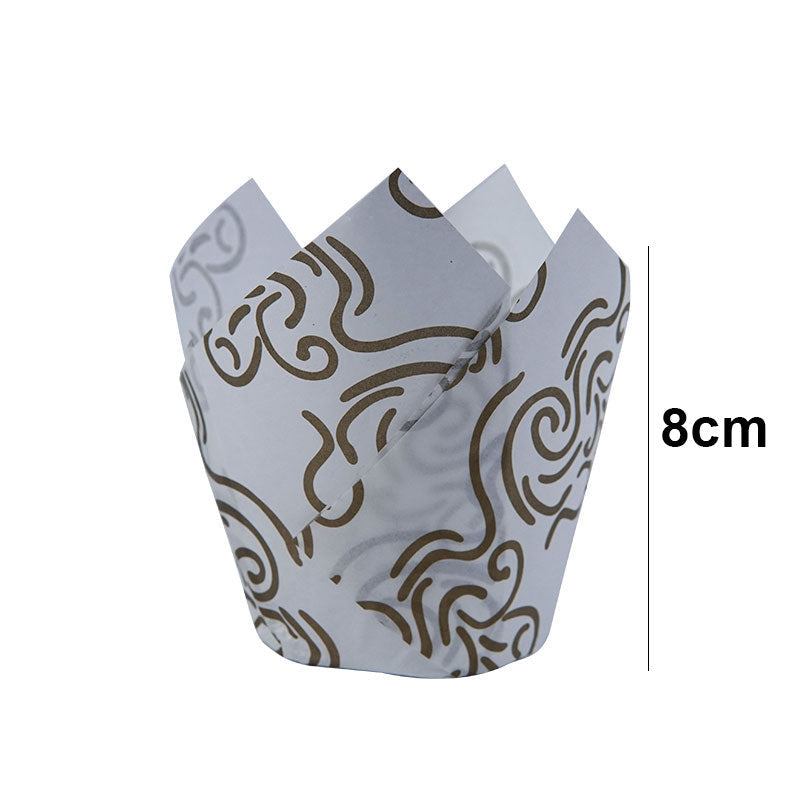 Designed Tulip Cupcake Liner White 50 Pcs