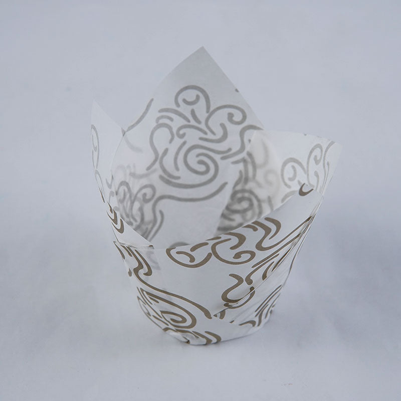 Designed Tulip Cupcake Liner White 50 Pcs