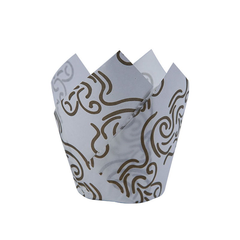 Designed Tulip Cupcake Liner White 50 Pcs