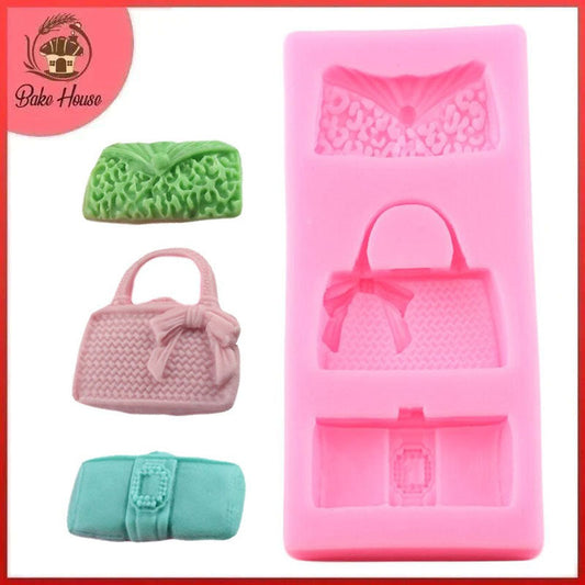Designer Handbag Clutch Silicone Fondant & Chocolate Mold 3 Cavity