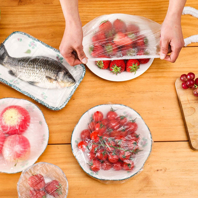 Disposable & Reusable Elastic Food Covers 100 Pcs