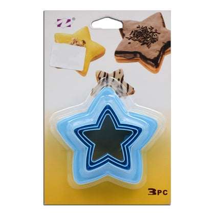 Double Sided Cookie Cutter Plastic 3Pcs Set Star Shape