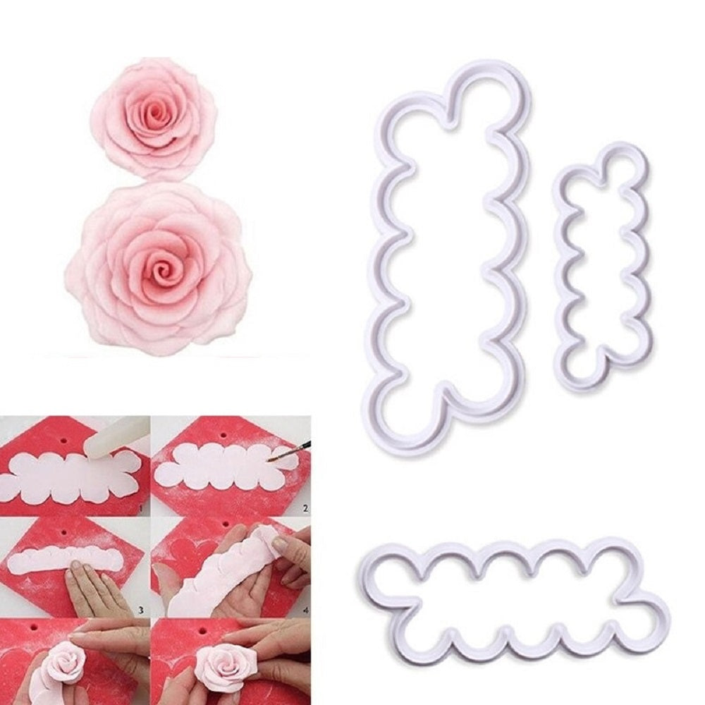 Easy Rose Fondant Cutters 3Pcs Set Plastic