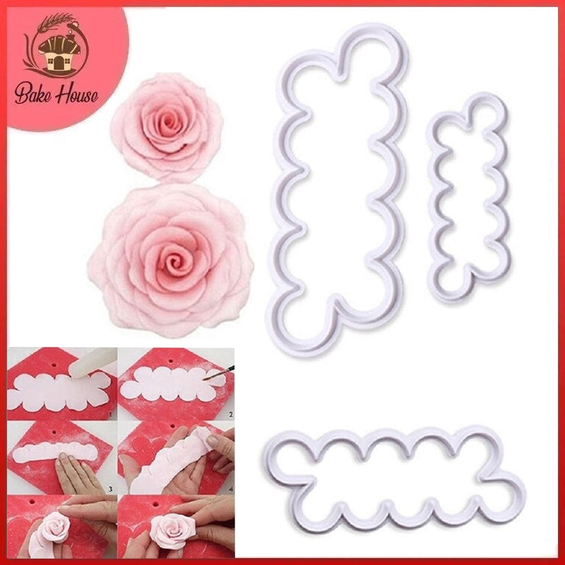 Easy Rose Fondant Cutters 3Pcs Set Plastic