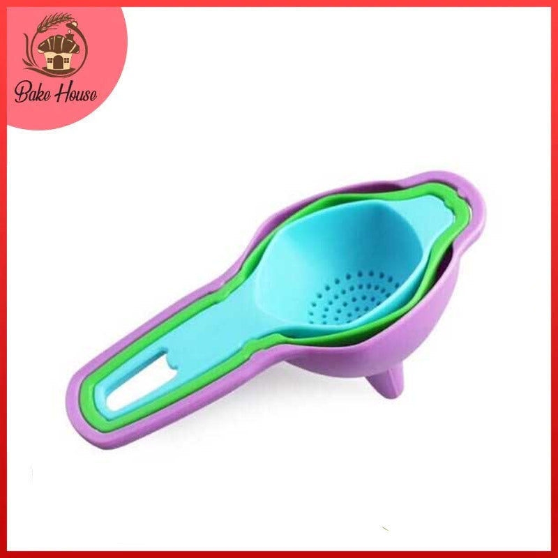 Egg Separator, Funnel & Strainer 3Pcs Set Plastic
