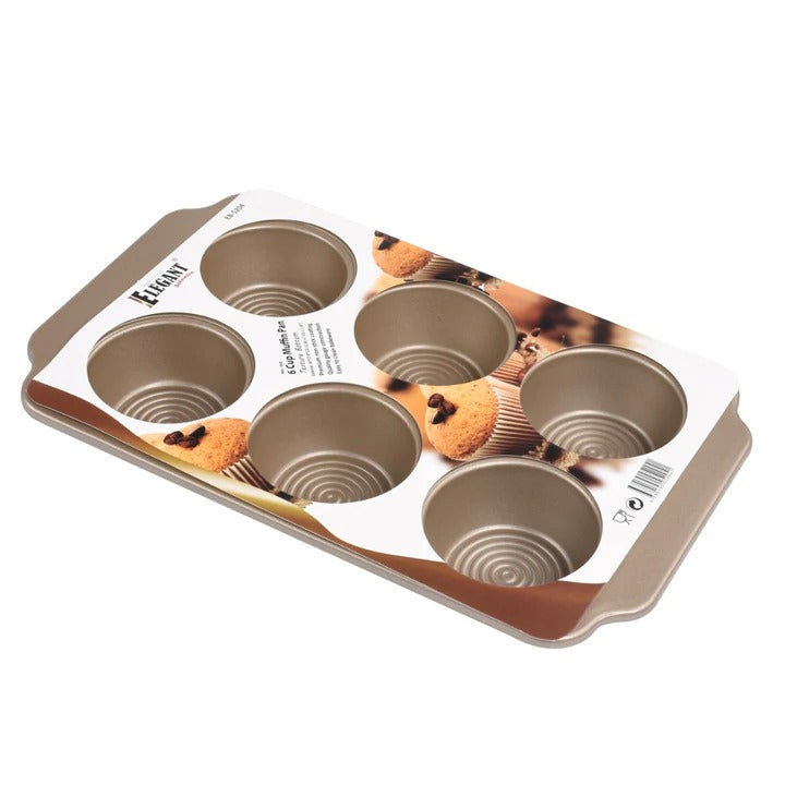 Elegant Non Stick Muffin Pan Texture Bottom 6 Cavity High Quality