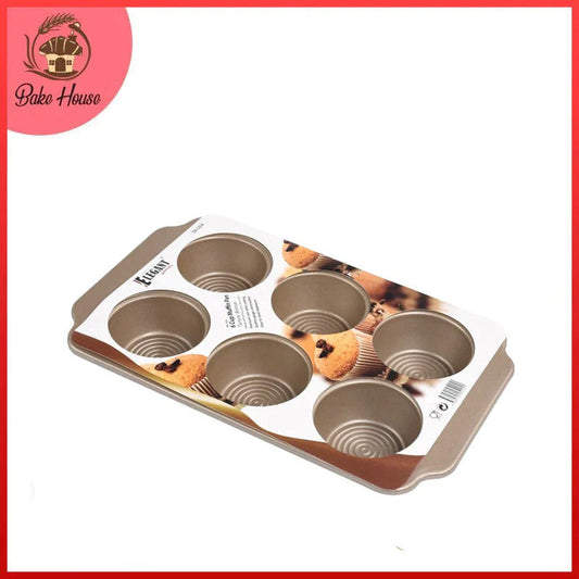 Elegant Non Stick Muffin Pan Texture Bottom 6 Cavity High Quality
