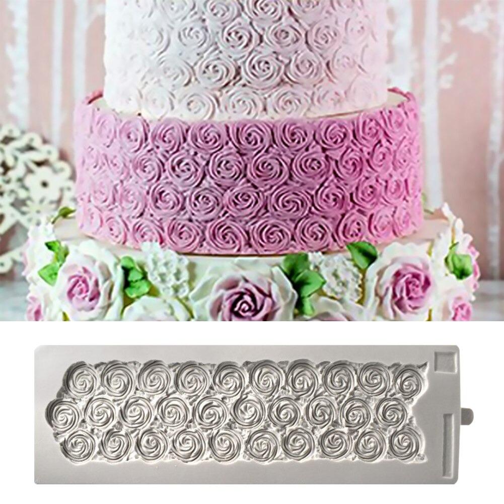 Embossing Rose Cake Border Silicone Fondant Mold Big