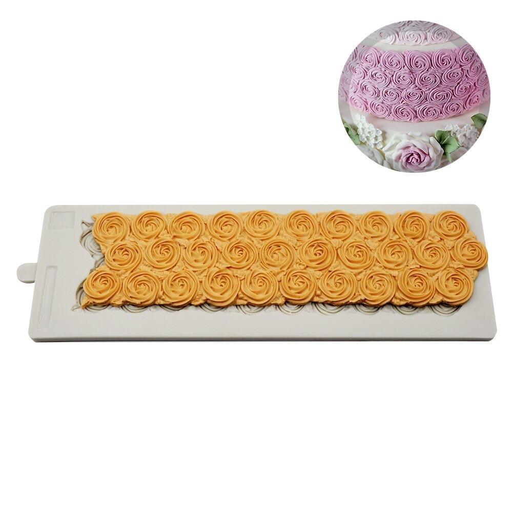 Embossing Rose Cake Border Silicone Fondant Mold Big