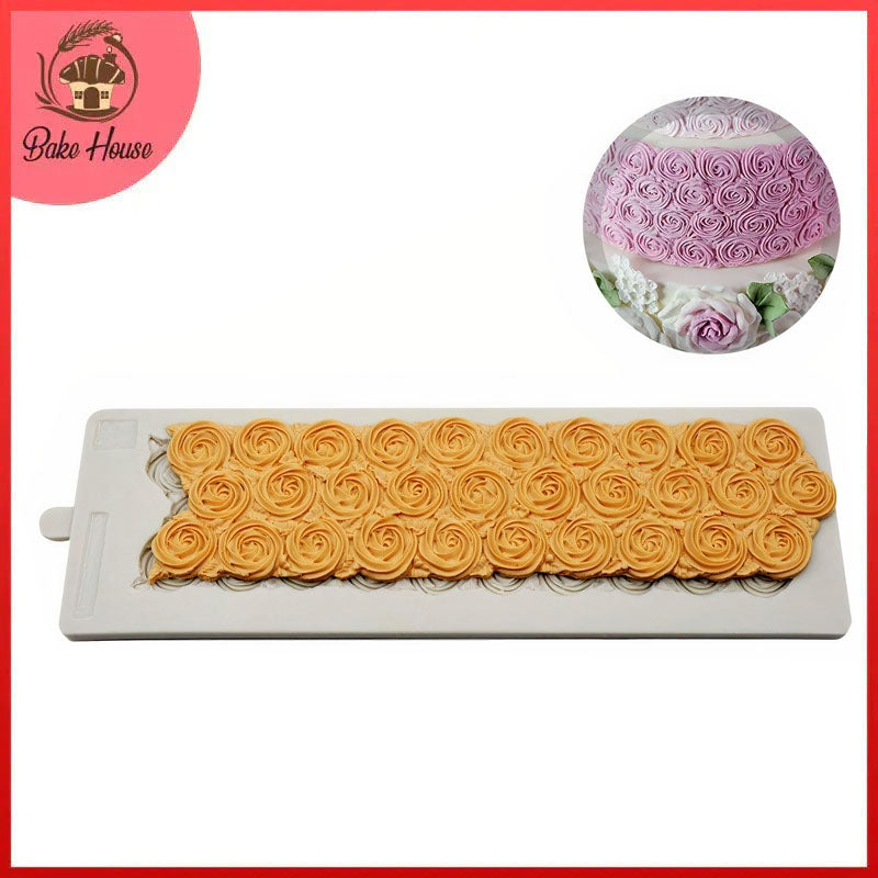 Embossing Rose Cake Border Silicone Fondant Mold Big