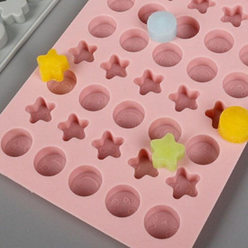 Emoji Embossed Star & Circle Silicone Chocolate Mold 50 Cavity