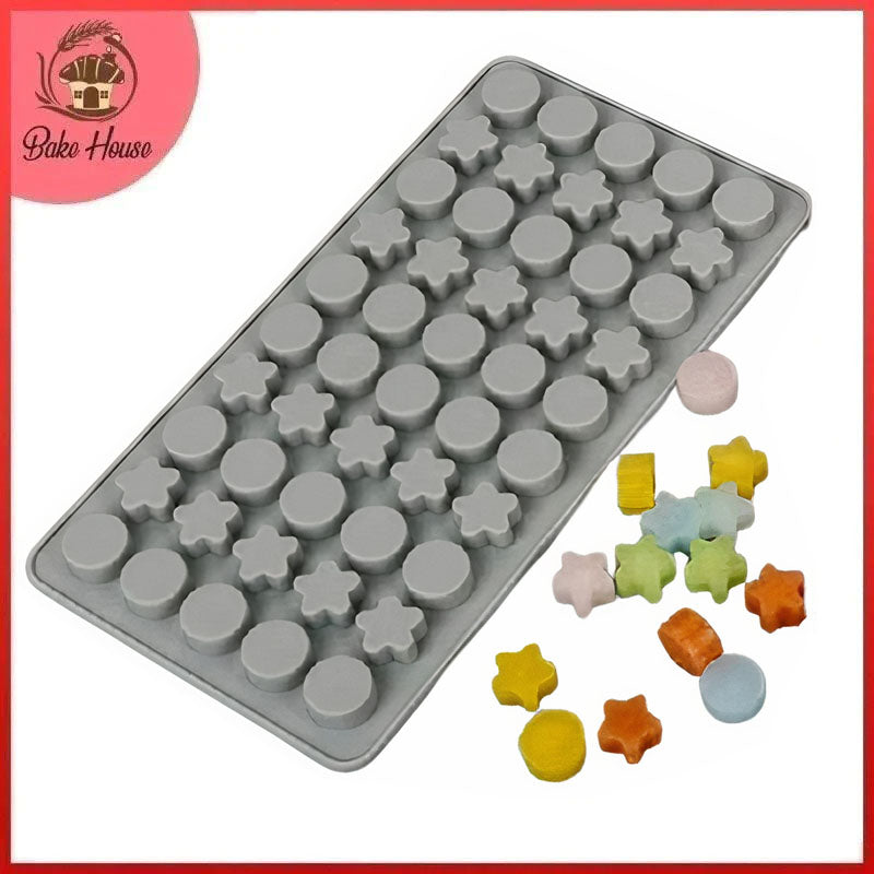 Emoji Embossed Star & Circle Silicone Chocolate Mold 50 Cavity