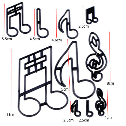Extra Large Music Notes Fondant & Cookie Cutter 10Pcs Set Plastic