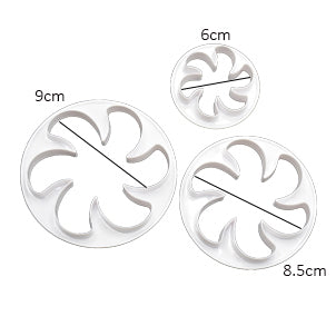 Fan Style Flower Fondant And Cookie Cutter 3Pcs Set Plastic