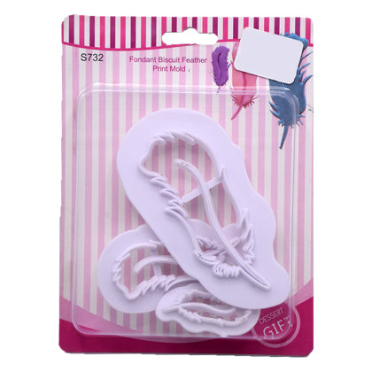 Feather Fondant And Cookie Cutter 3Pcs Set Plastic