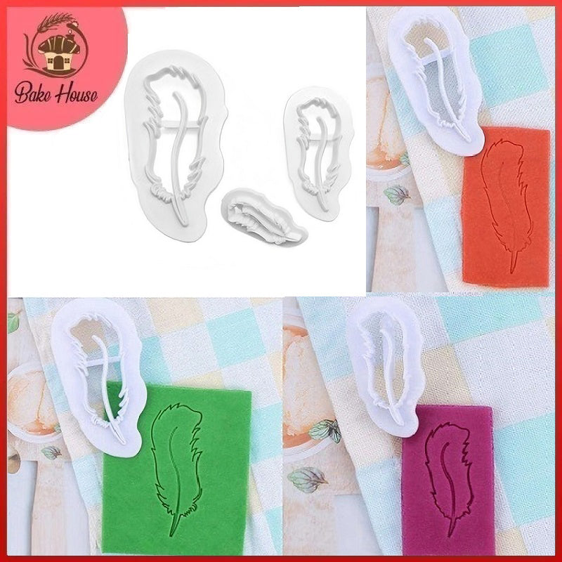 Feather Fondant & Cookie Cutter 3Pcs Set Plastic