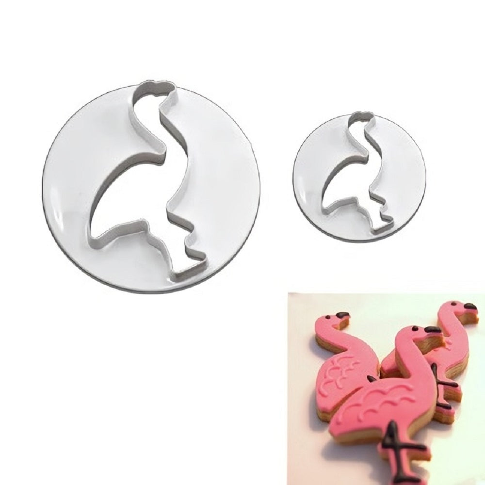 Flamingo Cookie & Fondant Cutter 2Pcs Set Plastic