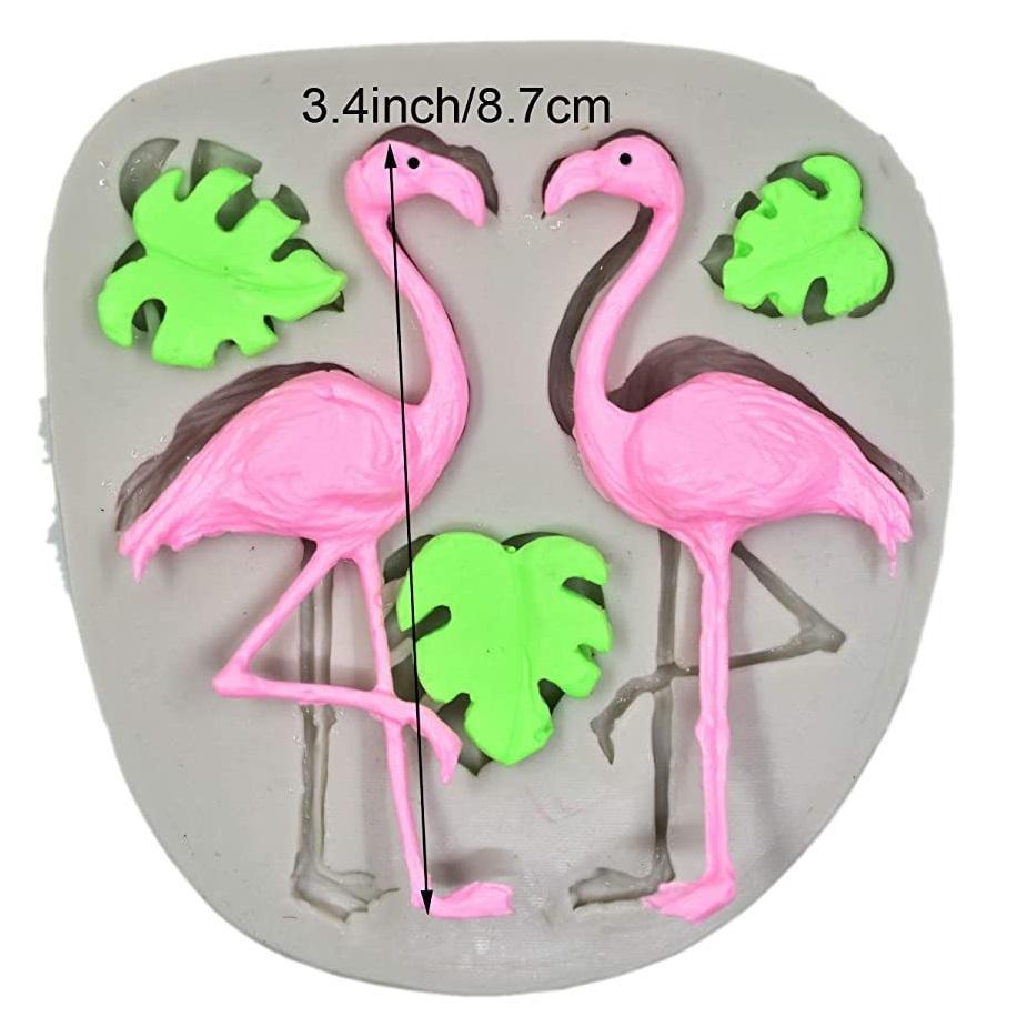 Flamingo With Turtle Leaf Silicone Fondant Cake Mold