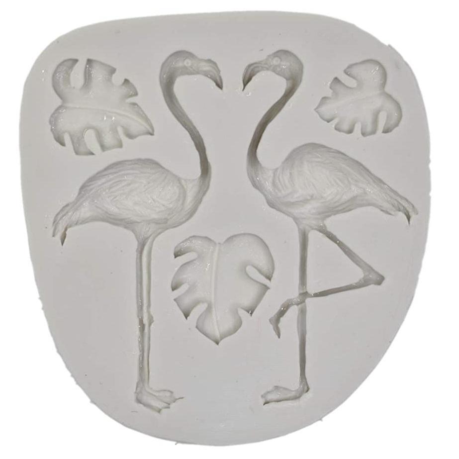 Flamingo With Turtle Leaf Silicone Fondant Cake Mold