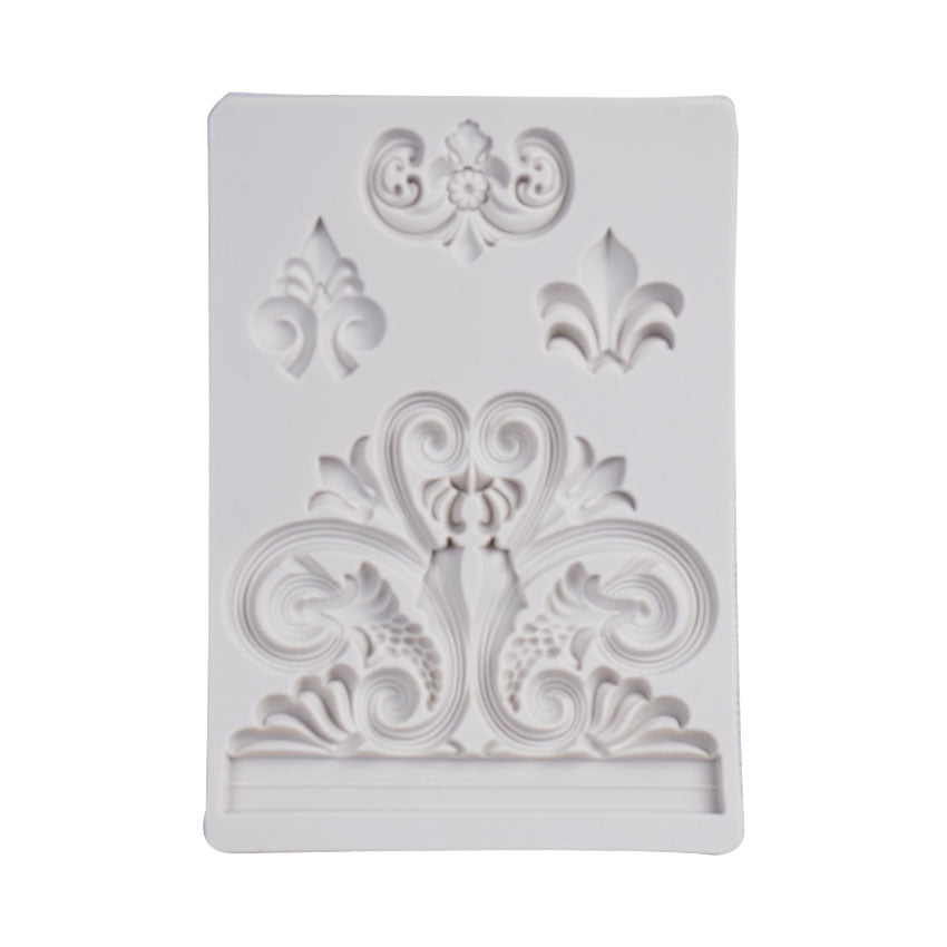 Fleur De Lis Symbols & Border Silicone Fondant Mold 4 Cavity