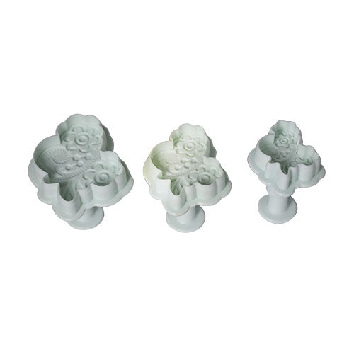 Flower Bouquet Fondant Plunger Cutter 3Pcs Set Plastic