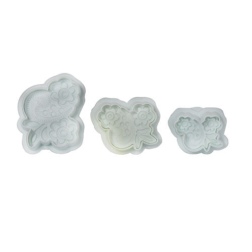 Flower Bouquet Fondant Plunger Cutter 3Pcs Set Plastic