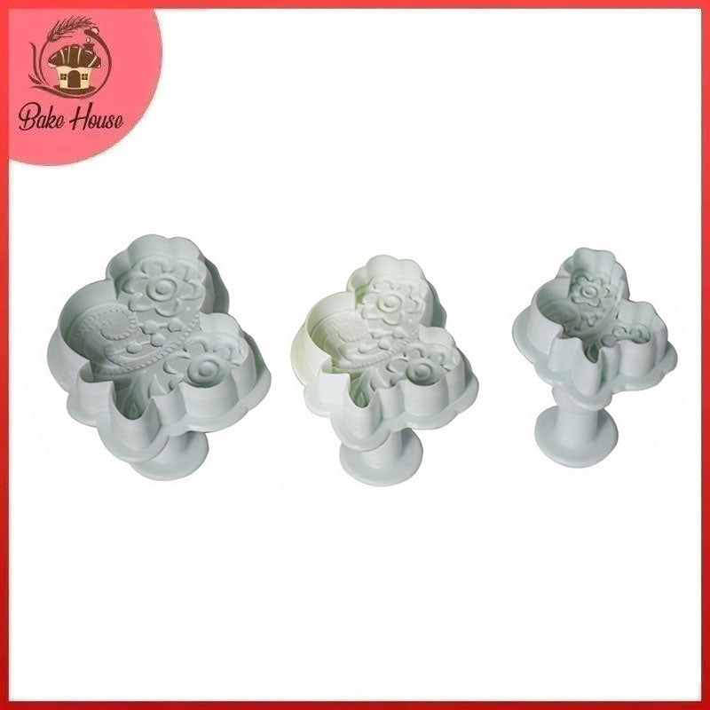 Flower Bouquet Fondant Plunger Cutter 3Pcs Set Plastic