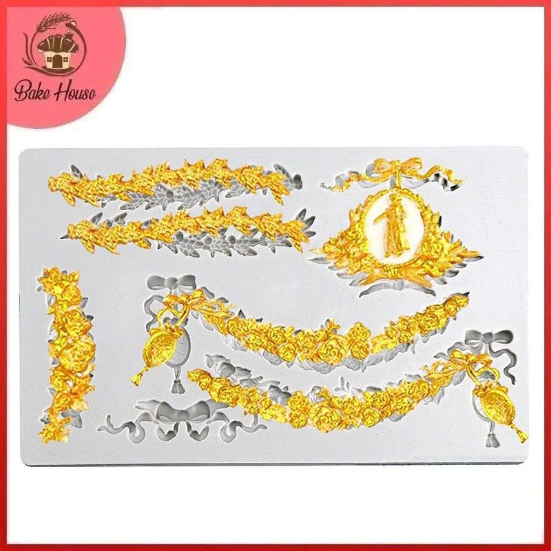 Flower Cake Border Silicone Fondant Mold Sheet
