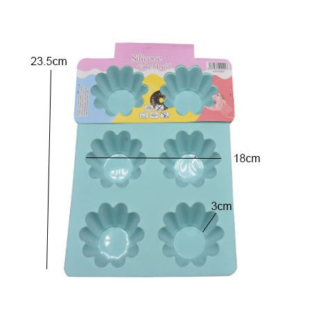 Flower Cupcake Baking Tray 6 Cavity Silicone