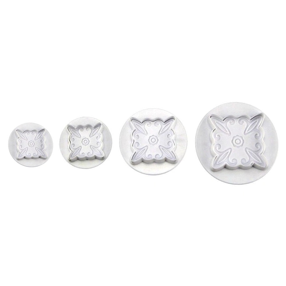 Flower Design Square Plunger Cutter 4Pcs Set