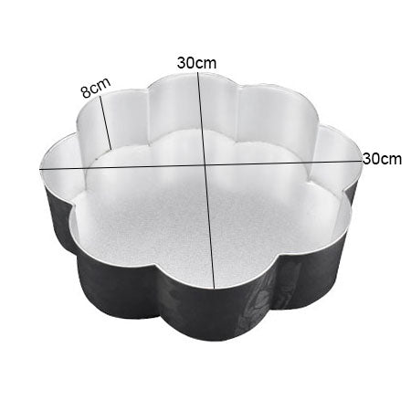 Flower Shape Cake Baking Mold Set 4Pcs Silver Tin