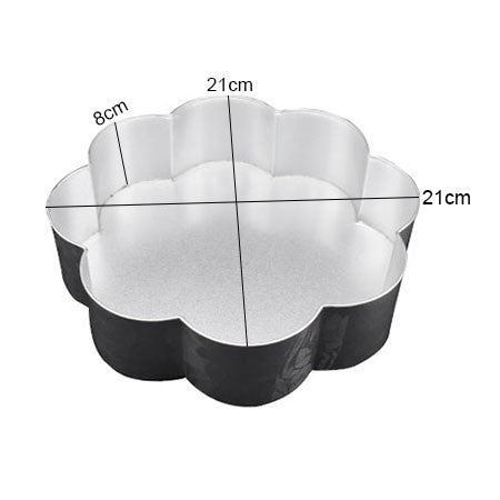 Flower Shape Cake Baking Mold Set 4Pcs Silver Tin