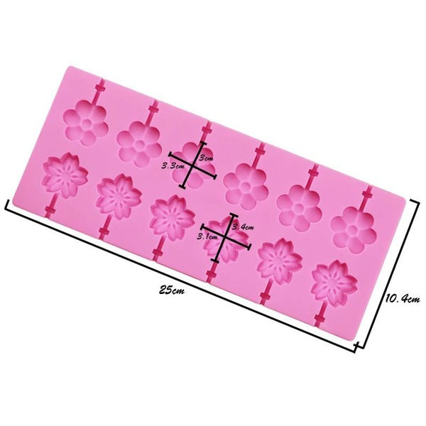 Flower Shape Lollipop Mold Silicone 12 Cavity