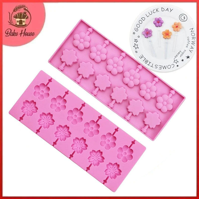 Flower Shape Lollipop Mold Silicone 12 Cavity