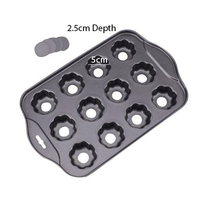 Flower Shape Mini Cheese Cake Pan 12 Cavity Non Stick Lose Bottom