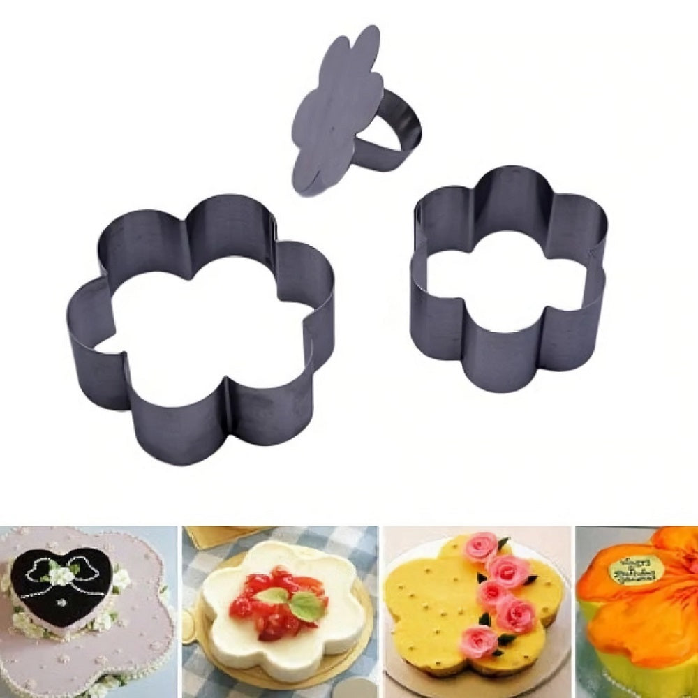 Flower Shape Mousse Mold Stainless Steel 3Pcs Set