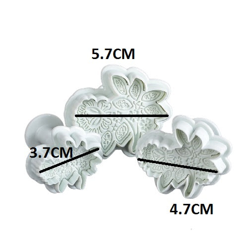 Flower With Leaves Plunger Cutter 3Pcs Set