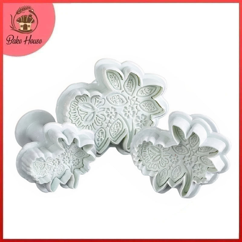 Flower With Leaves Plunger Cutter 3Pcs Set