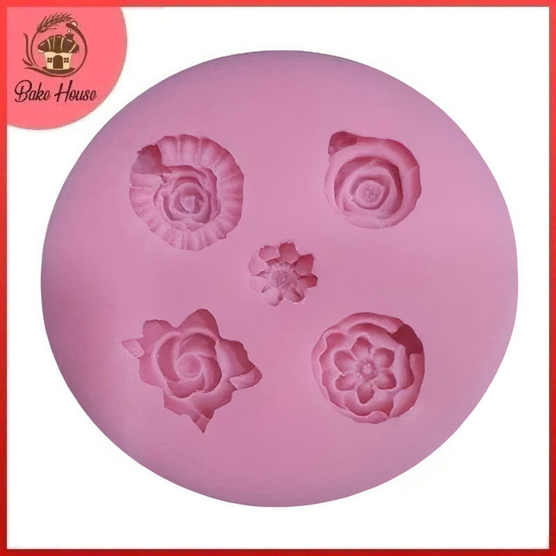 Flowers Silicone Fondant & Chocolate Mold 5 Cavity