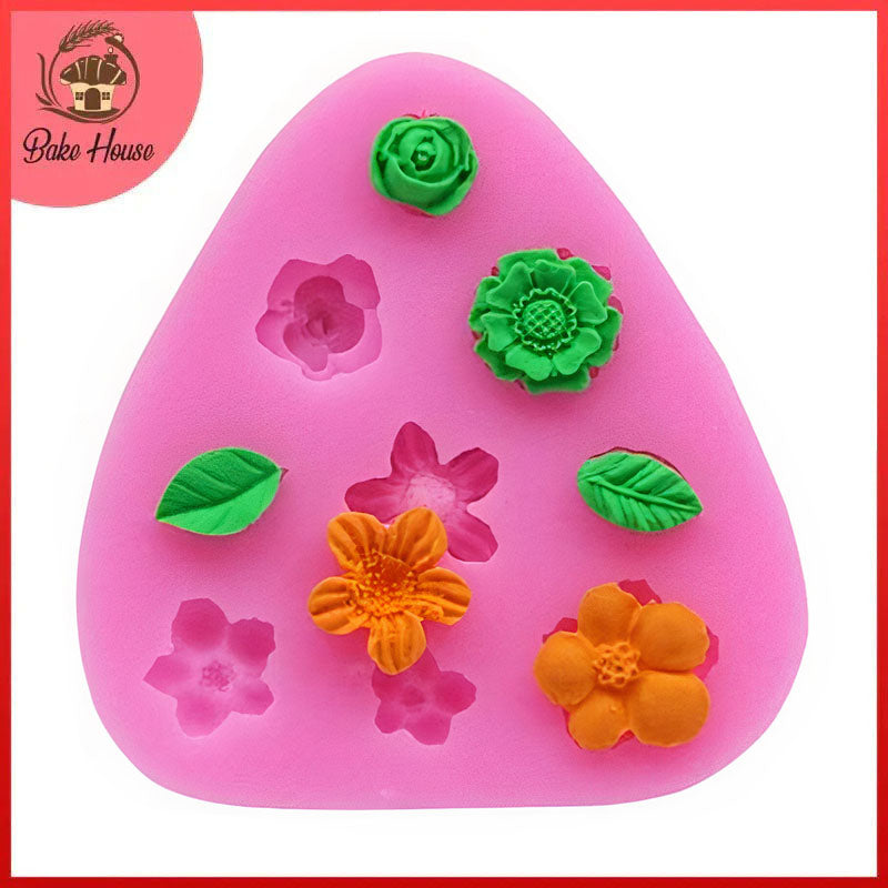 Flowers Silicone Fondant & Chocolate Mold 9 Cavity