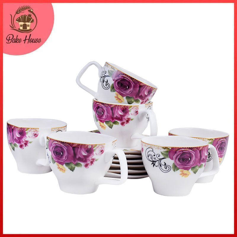 Tea, Coffee Drinking Cups And Saucers 12 Pcs Set (Design 04)