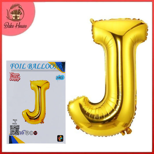 16 Inch Golden Alphabet J Letter Foil Balloon for Party Decoration