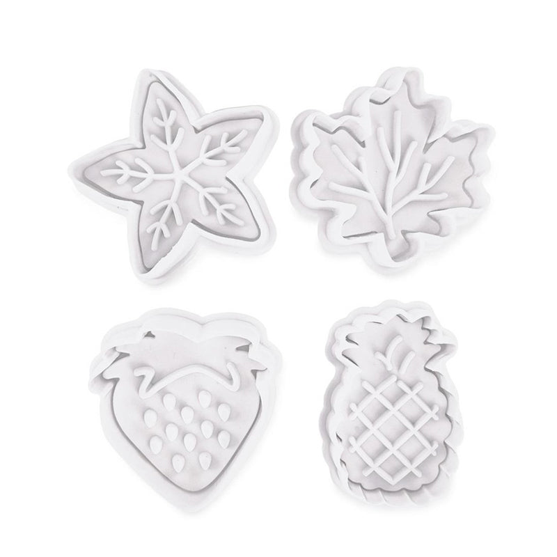 Fruit & Leaves Fondant Plunger Cutter 4Pcs Set Plastic