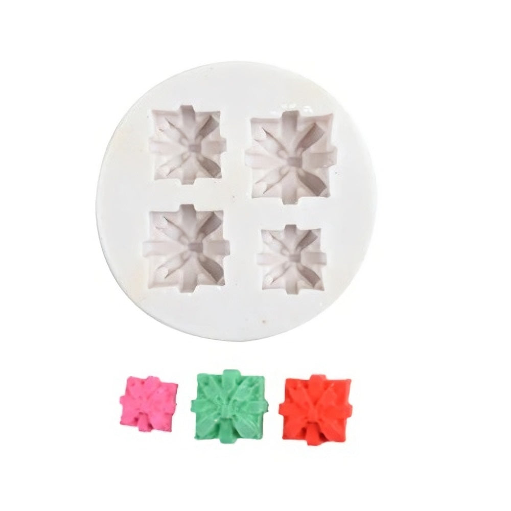 Gift Box Silicone Fondant Mold 4 Cavity