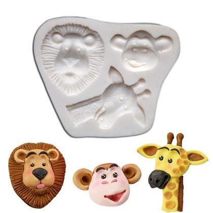 Giraffe Monkey & Lion Silicone Fondant Mold